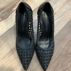Zara black braided rubber pump